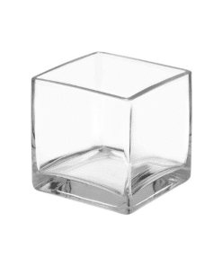 Square short glass vase