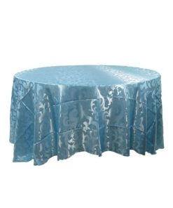 Round blue damask table cloth