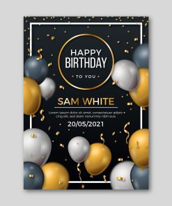 Black and Gold birthday invitation