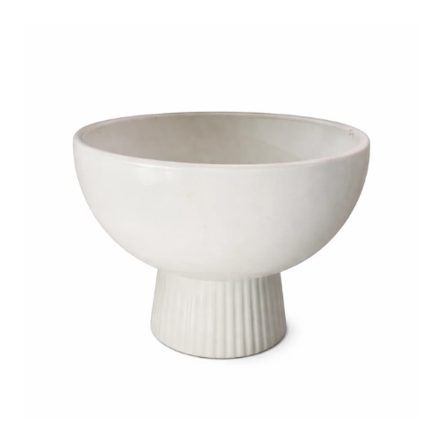 Ribbed Ceramic Pedestal vase